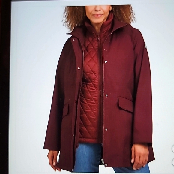 NWT LANDS END 3 in 1 coat/vest burgundy womens small - Picture 1 of 15